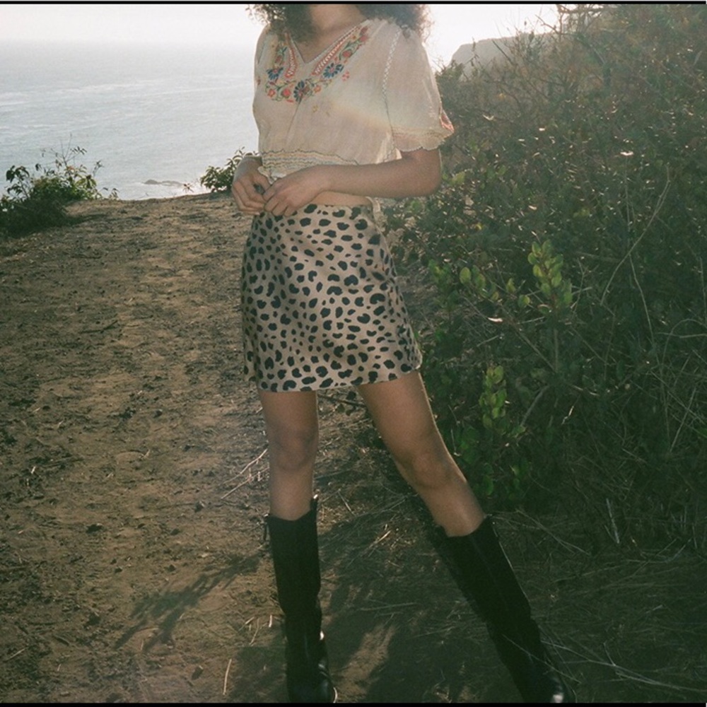 Realisation Par Cookies Skirt Leopard Print Mini Skirt in Beige and Black